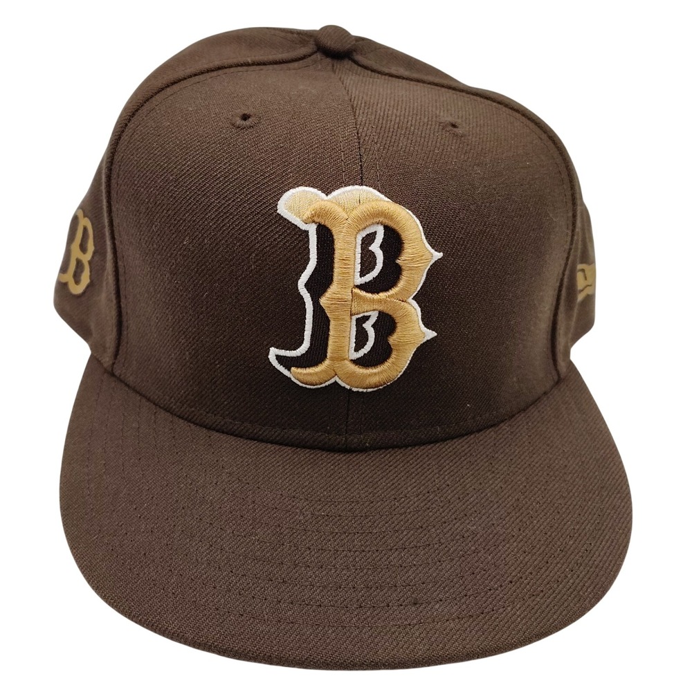 New Era Boston Red Sox Hat Mens 7 1/2 Brown Sample 59FIFTY Wool Fitted Cap